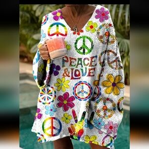 Colorful Peace and Love Blanket